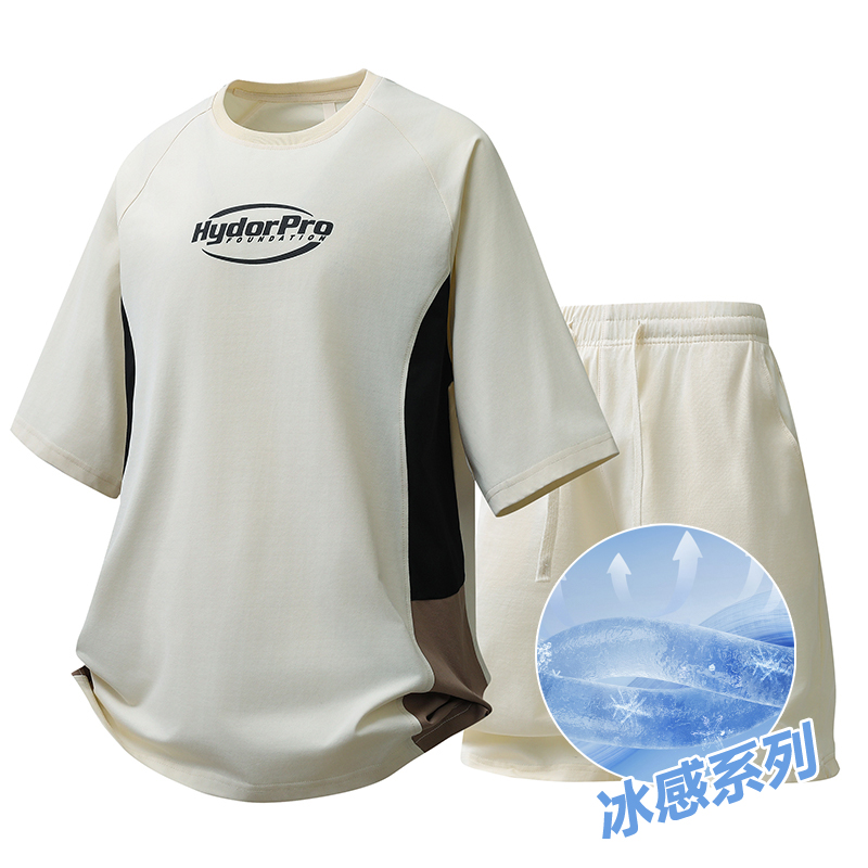 새로운 스포츠 슈트 남자 여름 남성 얇은 스타일 속도 건조한 러닝 운동복 얼음 실크 반팔 티셔츠 농구 반바지