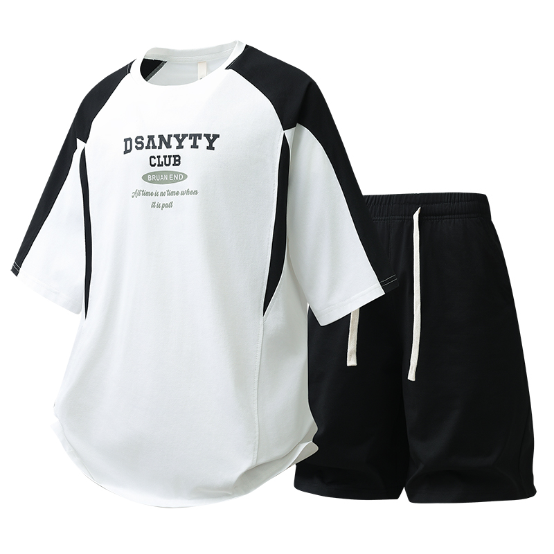 여름 새로운 스포츠 슈트 남자 루즈핏 몸 시험 운동 반팔 티셔츠 러닝 피트니스 서비스 통기성 투피스 세트