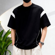 批发高品质男士潮牌拼色索罗拉凉感舒适透气<b class='q'>休闲</b>宽松短袖T恤·