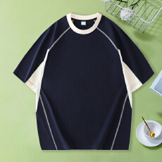 批发高品质男士潮牌7A级抗菌拼色260索罗拉凉感舒适透气宽松短袖T恤·