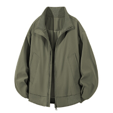 批发春秋季潮牌美式拉链翻领飞行上衣美式复古飞行夹克宽松情侣棒球服