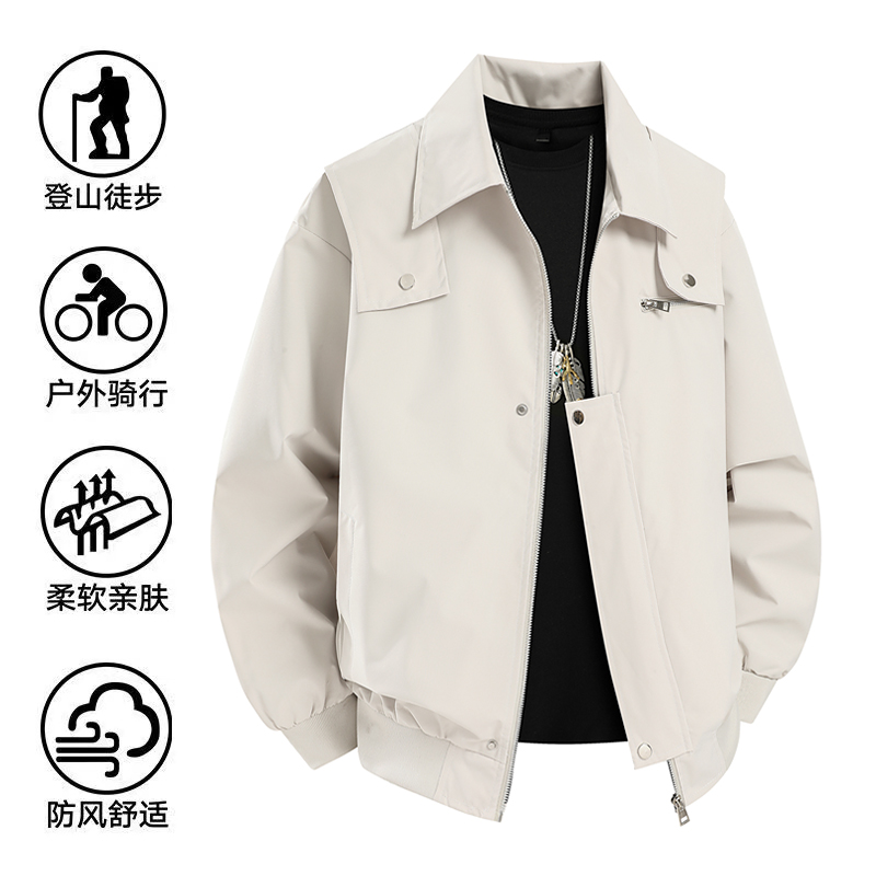 2026 봄 여름 주요 추진력 폭발 공장 직접 판매 폭발 폴로 칼라 루즈핏 플라잉 재킷 편안함 잘 생긴 남자 여자