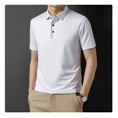 批发高品质桑蚕丝柔软舒适短袖男夏季薄款<b class='q'>商务</b>休闲翻领半袖polo衫男装