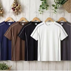 批发高品质纯色t纯棉40支双纱罗马丝光双面布潮牌宽松结构款T恤