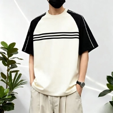 批发高品质纯色t纯棉40支双纱罗马丝光双面布潮牌宽松结构款T恤