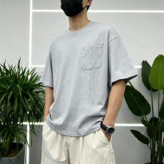 批发高品质纯色t纯棉40支双纱罗马丝光双面布潮牌宽松结构款T恤