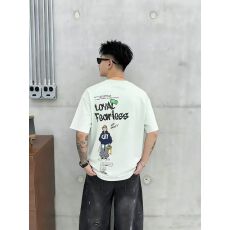 高品质弹力棉亲肤透气青少年潮版印花t罗马丝光棉潮牌休闲宽松T恤