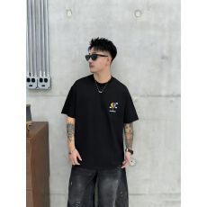 高品质弹力棉亲肤透气青少年潮版印花t罗马丝光棉潮牌休闲宽松T恤