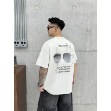 棉亲肤透气青少年潮版双面印花t罗马丝光棉潮牌休闲宽松T恤