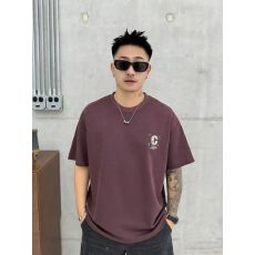 棉亲肤透气青少年潮版双面印花t罗马丝光棉潮牌休闲宽松T恤