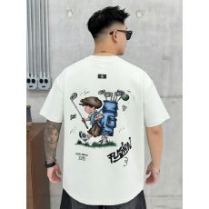 批发高品质棉亲肤透气青少年潮版双面印花t罗马丝光棉潮牌休闲宽松T恤