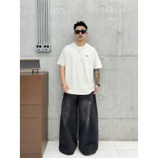 批发高品质棉亲肤透气青少年潮版双面印花t罗马丝光棉潮牌休闲宽松T恤