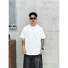 批发高品质棉亲肤透气青少年潮版双面印花t罗马丝光棉潮牌休闲宽松T恤