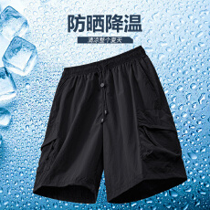 批发<b class='q'>夏</b>季新款爆款冰丝户外运动速干裤宽松大码吸汗透气潮牌五分裤