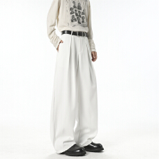 廓形宽松弯刀阔腿裤cleanfit微喇小西裤新款西装裤直筒长裤休闲裤