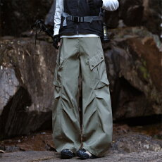 户外三防软壳冲锋裤新款春夏季港风宽松直筒休闲裤机能工装裤