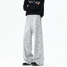 美式横条纹弯刀新款春季运动裤男女情侣港风宽松直筒阔腿休闲卫裤