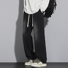 批发新款洗水复古牛仔裤男士春<b class='q'>夏</b>季薄款阔腿直筒裤学生美式高街宽松