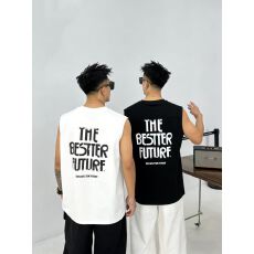 批发高品质棉亲肤透气青少年潮版双面印花罗马丝光棉潮牌休闲宽松背心