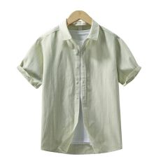 批发水洗复古经典暗条纹短袖<b class='q'>衬衫</b>宽松款<b class='q'>商务</b>休闲简约流行百搭舒适<b class='q'>衬衣</b>