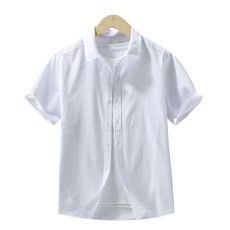 批发纯棉日系水洗复古短袖<b class='q'>衬衫</b>宽松<b class='q'>商务</b>休闲简约流行百搭舒适纯色<b class='q'>衬衣</b>