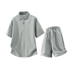 批发套装短裤短袖撞色翻领polo衫男生<b class='q'>夏</b>弹力亲肤t恤休闲纯色百搭上衣