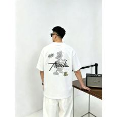 批发高品质棉亲肤透气青少年潮版双面印花罗马丝光棉潮牌<b class='q'>休闲</b>宽松T恤