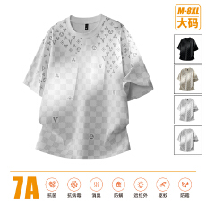 批发新款男士潮牌7A抗菌小众符号满印<b class='q'>休闲</b>舒适透气宽松大码短袖T恤