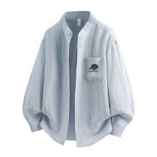 批发天丝亚麻中袖衬衫宽松<b class='q'>休闲</b>简约流行百搭舒适纯色上衣新款长袖衬衣