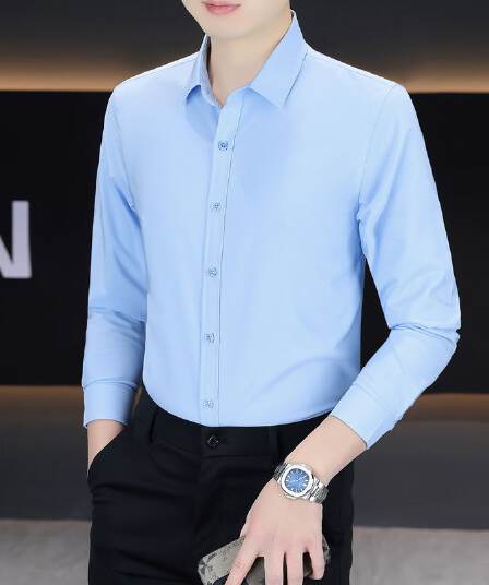 저렴한 가격 도보 금액 비즈니스 캐주얼 남성 셔츠 긴팔 한국 스타일 몸매 가꾸기 출근 작업복 단색 비즈니스웨어 화이트