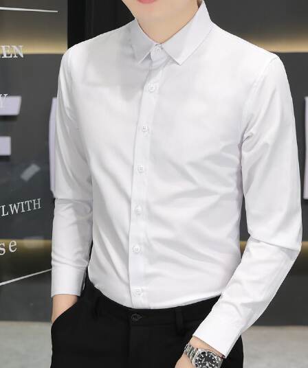 가을 얇은 청년 한국 스타일 몸매 가꾸기 긴팔 셔츠 남자 비즈니스 캐주얼 경력 흰 셔츠 블랙 출근 비즈니스웨어