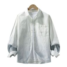 批发高品质纯棉<b class='q'>日系</b>洗水<b class='q'>复古</b>男士宽松款衬衫春秋季潮流渐变长袖衬衣