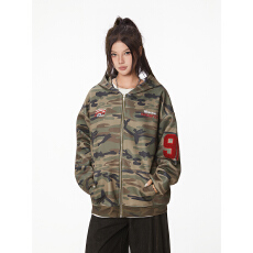 批发<b class='q'>大码</b>女装200斤长袖<b class='q'>t</b><b class='q'>恤</b>卫衣男秋季薄迷彩拉链开衫外套连帽上衣