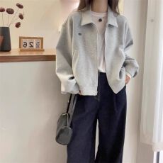 批发大码胖mm短款拉链夹克外套女秋<b class='q'>冬</b>小个子宽松显瘦韩版翻领休闲上衣