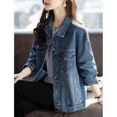 批发牛仔外套女2024春秋<b class='q'>新款</b>时尚复古休闲百搭宽松显瘦<b class='q'>夹克</b>小个子上衣