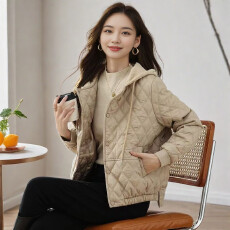 时髦连帽外套女夹棉加厚2025新款气质休闲减龄棉服上衣超轻薄