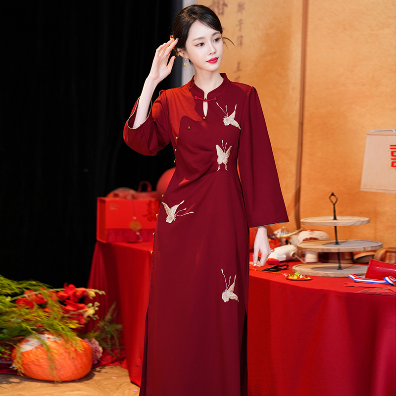 RY203# 实拍2026春新款大码胖MM新中式刺绣改良收腰显瘦旗袍连衣裙...