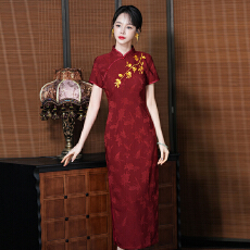 批发实拍2026新款红色旗开得胜旗袍夏季高考送考妈妈日常可穿<b class='q'>连衣裙</b>