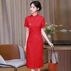 批发实拍新中式订婚结婚<b class='q'>旗袍</b>敬酒服回娘家喜婆婆高中考日常百搭连衣裙