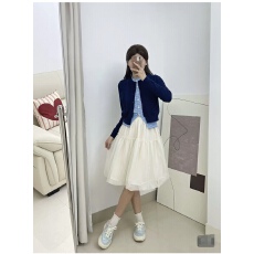 批发甜美公主杏色半身<b class='q'>裙</b>女夏季海边度假旅游蓬蓬纱<b class='q'>裙</b>休闲A字<b class='q'>花苞</b>短<b class='q'>裙</b>