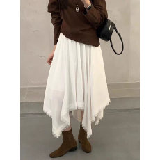 批发复古不规则拼接蕾丝半身裙女2026新款松早秋显瘦松紧腰半裙a字裙