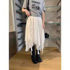 批发法式高腰不规则荷叶边蕾丝拼接<b class='q'>半身裙</b>女春夏新中<b class='q'>长款</b>飘逸感花瓣裙