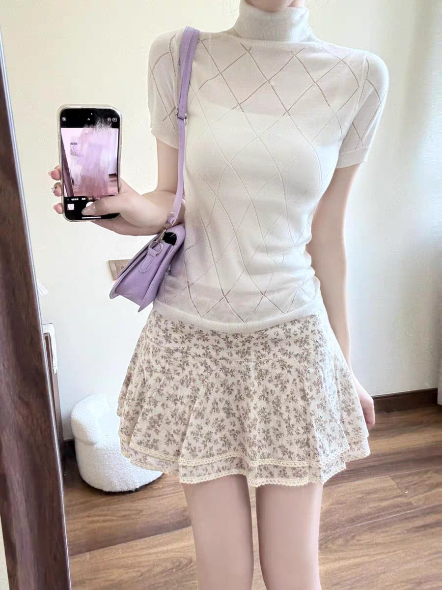 장난기 넘치는 연령 감소 주간 실크 꽃무늬 작은 미니 스커트 여성 새로운 패치워크 레이스 레이스 반신 치마