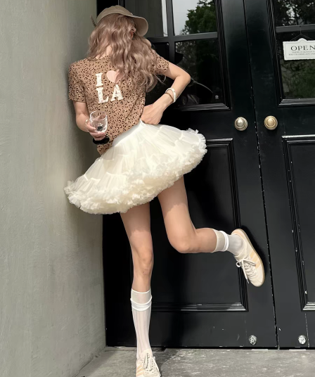 있음 선적 퍼프 스커트 쇼트 스타일 동대문 성인 tutu 치마 무거운 작업 살구 색상 망사 거즈 스커트 케이크 드레스 발레 바람