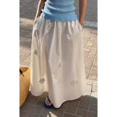 批发已出货 【枫丹白露】歌铭高腰显瘦立体花朵<b class='q'>半身裙</b>春季中长款A字裙
