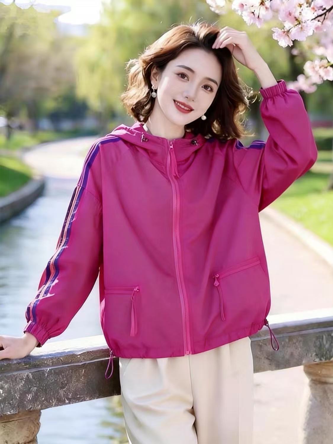 패션 외국 가스 후드 얇은 스타일 디스플레이 화이트 재킷 2026 자외선 차단 새로운