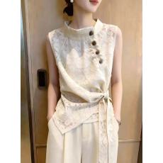 批发2026年夏季新品法式杏色上衣女休闲日常显瘦显瘦百搭<b class='q'>蕾丝</b>常规短袖