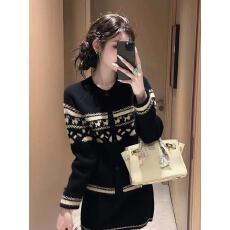 批发2025巨好看秋季一整套轻奢高级感女人味大方得体黑色<b class='q'>针织</b>衫套装裙