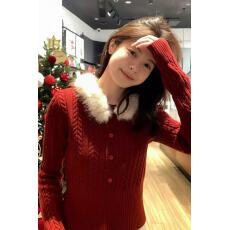 批发复古麻花可拆卸毛领毛衣女秋冬慵懒风收腰显瘦加厚保暖<b class='q'>针织</b>上衣