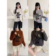 批发初中生圆领卡通斑马套头毛衣少女高中学生针织上衣大童内搭<b class='q'>打底衫</b>